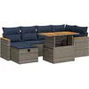 Image de vidaXL - 7-delige - Loungeset - met - kussens - poly - rattan - acacia - grijs