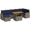 Image de vidaXL - 8-delige - Loungeset - met - kussens - poly - rattan - acacia - grijs
