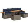 Image de vidaXL - 6-delige - Loungeset - met - kussens - poly - rattan - acacia - grijs