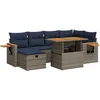 Image de vidaXL - 7-delige - Loungeset - met - kussens - poly - rattan - acacia - grijs