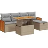 Image de vidaXL - 6-delige - Loungeset - met - kussens - poly - rattan - beige