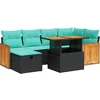 Image de vidaXL - 7-delige - Loungeset - met - kussens - poly - rattan - acacia - bruin