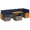 Image de vidaXL - 8-delige - Loungeset - met - kussens - poly - rattan - acacia - grijs