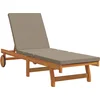 Image de vidaXL - Ligstoel - met - kussen - Bruin - 63 - x - 199 - x - 85cm - Massief - acaciahout