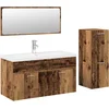 Image de vidaXL - 4-delige - Badkamermeubelset - bewerkt - hout - oud - houtkleurig