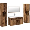 Image de vidaXL - 5-delige - Badkamermeubelset - bewerkt - hout - oud - houtkleurig