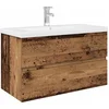 Image de vidaXL - Wastafelkast - met - ingebouwde - wasbak - en - kraan - oud - houtkleurig