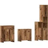Image de vidaXL - 4-delige - Badkamermeubelset - bewerkt - hout - oud - houtkleurig