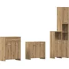 Image de vidaXL - 4-delige - Badkamermeubelset - bewerkt - hout - artisanaal - eikenkleur