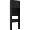 Image de vidaXL - Wasmachinekast - 64x24x190 - cm - spaanplaat - zwart - eikenkleurig