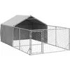 Image de vidaXL - Hondenkennel - met - ren - 4x2x1,5 - m - gegalvaniseerd - staal