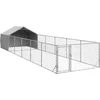 Image de vidaXL - Hondenkennel - met - ren - 8x2x1,5 - m - gegalvaniseerd - staal