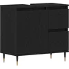 Image de vidaXL - Badkamerkast - met - lade - Zwart - Eiken - 65 - x - 33 - x - 60 - cm - Bewerkt - hout