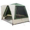 Image de vidaXL - Camping - Tent - Huisje - met - dak - Groen - 420 - x - 420 - x - 227 - cm - Polyester