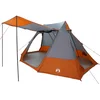 Image de vidaXL - Camping - Tent - met - dak - Grijs - en - Oranje - 482 - x - 360 - x - 227 - cm - taft