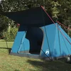 Image de vidaXL - Camping - Tent - met - dak - met - opslag - Blauw - 223 - x - 163 - x - 130 - cm - taft