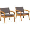 Image de vidaXL - Tuinstoel - met - kussen - 2 - pcs - Olie - Natuurlijk - Massief - Acacia - Hout