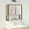 Image de vidaXL - Badkamerspiegel - Beige - 60 - x - 16 - x - 60 - cm - Glas - en - Geengineerd - Hout