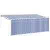 Image de vidaXL - Inklapbare - Luifel - Blauw - en - Wit - 400 - x - 200 - cm