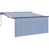 Image de vidaXL - Uitschuifbare - luifel - Blauw - en - Wit - 350 - x - 250 - cm