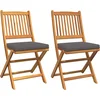 Image de vidaXL - Vouwstoel - met - kussen - 2 - pcs - Bruin - Massief - acaciahout