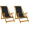 Image de vidaXL - Zonstoel - met - kussen - 2 - pcs - Bruin - Massief - Acacia - Hout