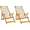 Image de vidaXL - Zonstoel - met - kussen - 2 - pcs - Bruin - Massief - Acacia - Hout