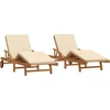 Image de vidaXL - Ligstoel - 2 - pcs - Beige - 200 - x - 67 - x - 84 - cm - Massief - Acacia - Hout