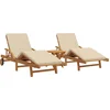 Image de vidaXL - Ligstoel - 3 - pcs - Beige - Massief - Acacia - Hout