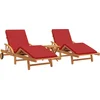 Image de vidaXL - Ligstoel - 2-persoon - 3 - pcs - Rood - 40 - x - 40 - x - 40cm - Massief - acaciahout