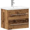 Image de vidaXL - Wastafel - kabinet - voor - de - badkamer - met - lade - 2 - pcs - Oud - Hout
