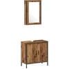 Image de vidaXL - Badkamermeubel - Set - met - plank - 2 - pcs - Bruin - Bewerkt - hout