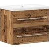 Image de vidaXL - Wastafel - kabinet - voor - de - badkamer - met - lade - 2 - pcs - Oud - Hout