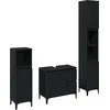 Image de vidaXL - Badkamermeubel - Set - Wandgemonteerd - met - opslag - 3 - pcs - Zwart - Eiken