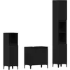Image de vidaXL - Badkamermeubel - Set - Wandgemonteerd - met - opslag - 3 - pcs - Zwart - Eiken