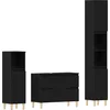 Image de vidaXL - Badkamermeubel - Set - Wandgemonteerd - met - opslag - 3 - pcs - Zwart - Eiken
