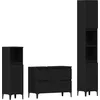 Image de vidaXL - Badkamermeubel - Set - Wandgemonteerd - met - opslag - 3 - pcs - Zwart - Eiken