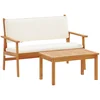 Image de vidaXL - Tuinbank - Set - met - kussen - 2 - pcs - Crème - Wit - Massief - Acacia - Hout