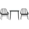 Image de vidaXL - 3-delige - Tuinset - poly - rattan - glas - zwart