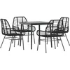 Image de vidaXL - 5-delige - Tuinset - poly - rattan - glas - zwart