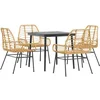 Image de vidaXL - 5-delige - Tuinset - poly - rattan - glas - bruin