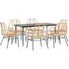 Image de vidaXL - 7-delige - Tuinset - poly - rattan - glas - bruin