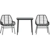 Image de vidaXL - 3-delige - Tuinset - met - kussens - poly - rattan - glas - zwart