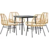 Image de vidaXL - 5-delige - Tuinset - met - kussens - poly - rattan - glas - bruin