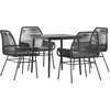 Image de vidaXL - 5-delige - Tuinset - met - kussens - poly - rattan - glas - zwart