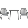 Image de vidaXL - 3-delige - Tuinset - met - kussens - poly - rattan - glas - grijs