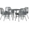 Image de vidaXL - 5-delige - Tuinset - met - kussens - poly - rattan - glas - grijs