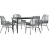 Image de vidaXL - 5-delige - Tuinset - met - kussens - poly - rattan - glas - grijs