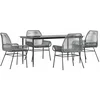 Image de vidaXL - 5-delige - Tuinset - met - kussens - poly - rattan - glas - grijs