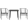 Image de vidaXL - 3-delige - Tuinset - poly - rattan - glas - zwart